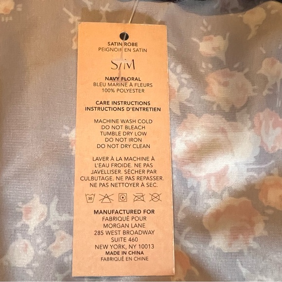 Morgan Lane Navy Floral Satin Robe|S/M - Picture 5 of 7